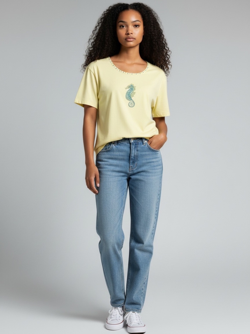 New The Quacker Factory Yellow Rhinestone top Size Medium
